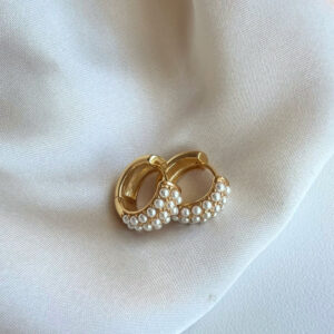 PAULIE POCKET Pearl Hug Hoops Earrings - Gold
