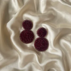 PAULIE POCKET Double Beads Earrings - Burgundy