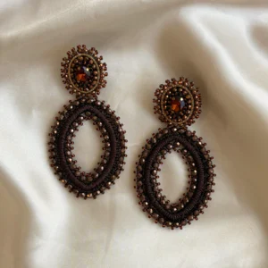 PAULIE POCKET Tarah Navette Stone Earrings - Brown