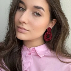 PAULIE POCKET Small Drops Beads Earrings - Burgundy