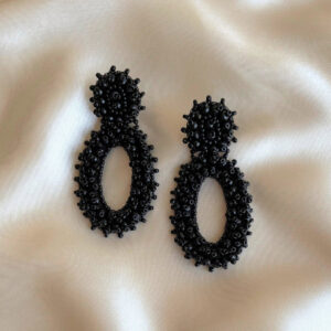 PAULIE POCKET Small Oval Lizzy Earrings - Black
